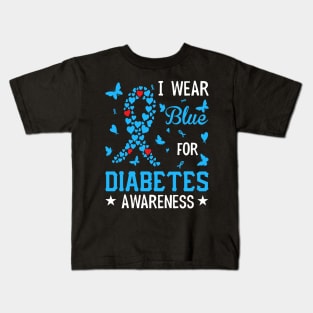 I Wear Blue For Diabetes Awareness Kids T-Shirt